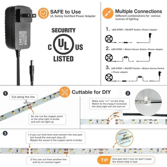 Dimmable Motion Sensor LED StripLight Under Cabinet Lighting Kit,LED Strip Light - Picture 5 of 7